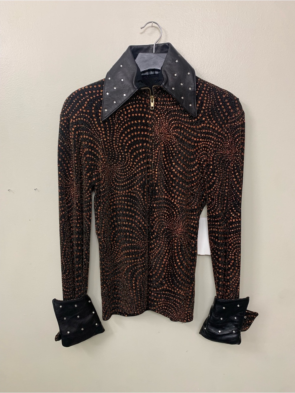 TLC Black Jacket with Copper Dot Rhinestones and Studded Collar